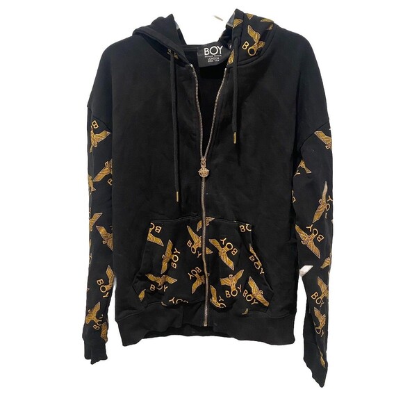 Unisex Boy London Black Gold Hoodie Pullover Hooded Full zip sweater Sz XL - Picture 5 of 9